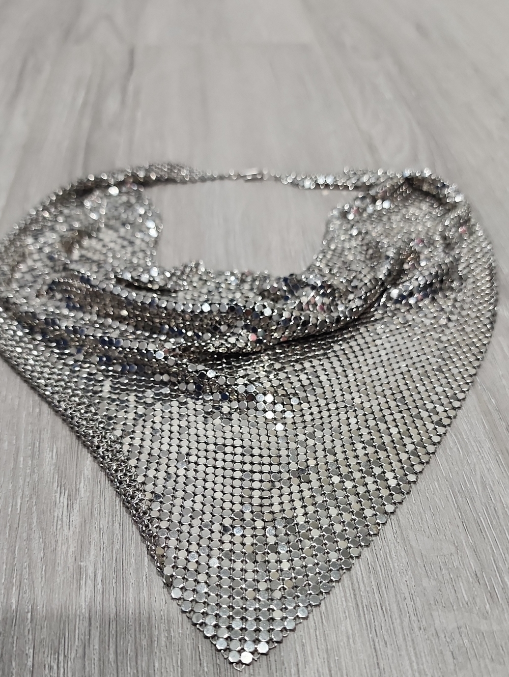 Silver Chainmail Triangle Scarf Necklace